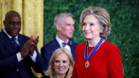 Former US Secretary of State Hillary Clinton after being awarded the Presidentiak Medal of Freedom