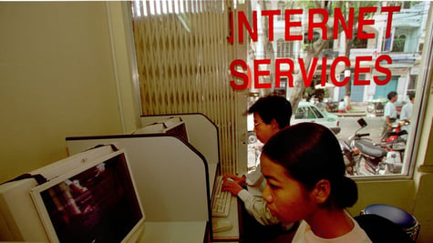 Internet cafe users in Vietnam.