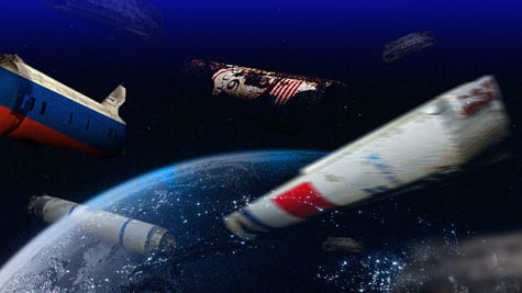 Rockets orbiting earth.