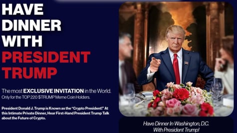 Trump memecoin dinner invite
