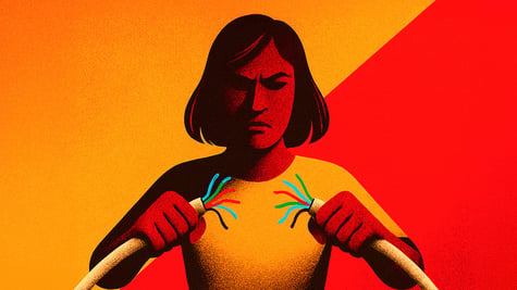 Angry girlfriend with a disconnected wire