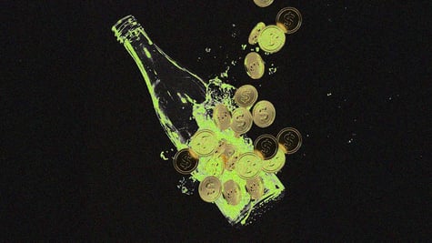 glass bottle with crypto coins