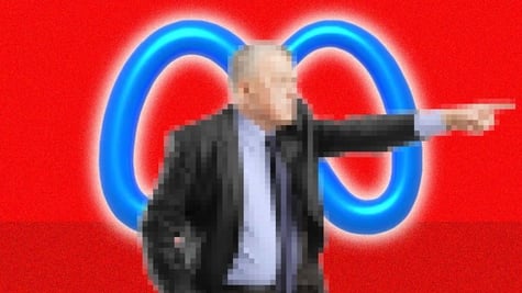 meta logo with man showing to the left