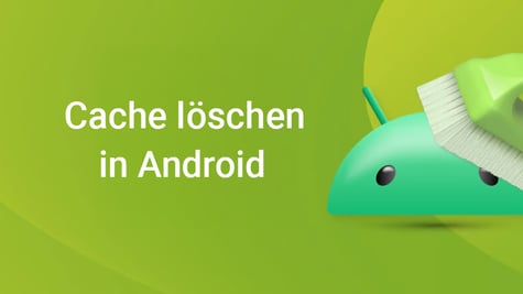 Android Logo mit Radiergummi auf grünem Hintergrund
