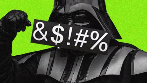 darth vader cursing in green background with first up