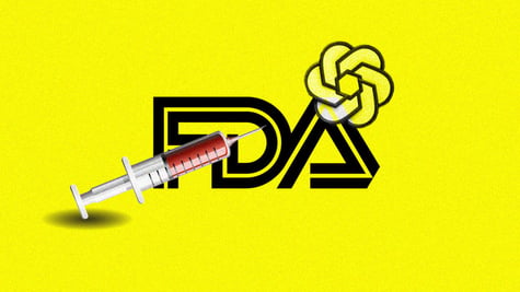 FDA logo with chat gpt in yellow background with yellow syringe