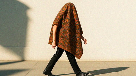 A guy dressed as a carpet.