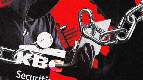 men in black hoodies, chain, KBC logo