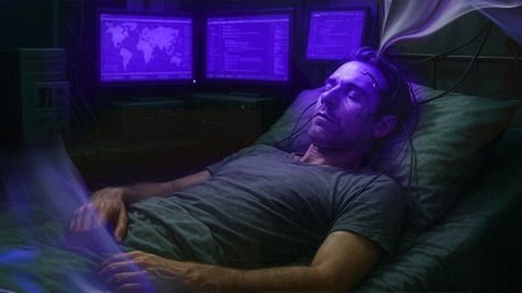 A man plugged into a simulation.