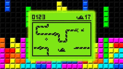 tetris screen with snake screen in front
