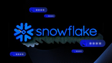 Snowflake logo with security locks and passwords