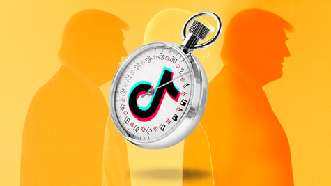 timer with tiktok logo with trump in the background