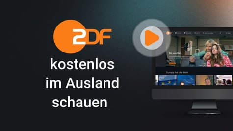 ZDF Logo im Vordergrund, dahinter Bildschirm mit geöffneter Mediathek