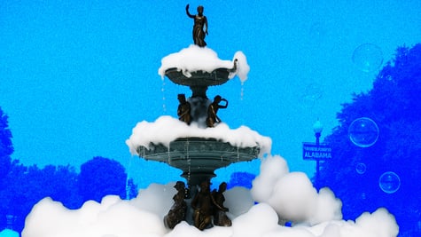 Depiction of a fountain with foam