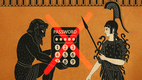 Historical figures with a password authenticator.