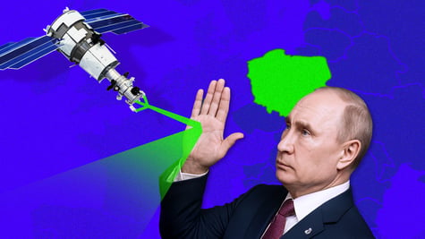 putin blocking green light from satellite going to map of poland