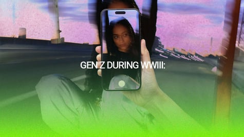 A nonchalant Gen Z member on their phone, despite the war.