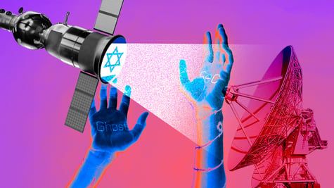 Ghostsec, Israel flag, and satellites