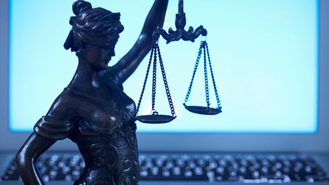 justice court trial law temide computer blue