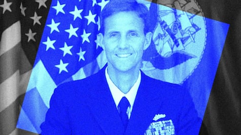 Timothy Gallaudet - ex navy officer and the American flag.