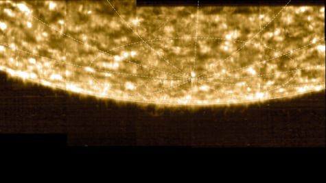 black and brown background, sun sounth in front with white meridians