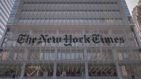the new york times written in back on building