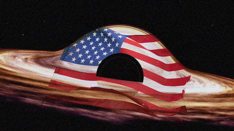 An abstract pic of the US flag under digital threat.