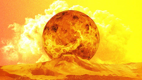 A yellow to orange toned picture of the glorious Venus.