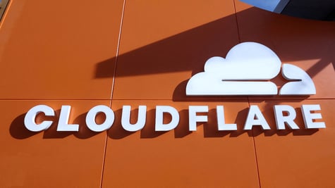 Cloudflare logo on a building
