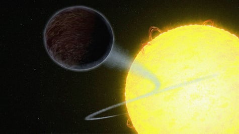 A planet getting flamed by a star.