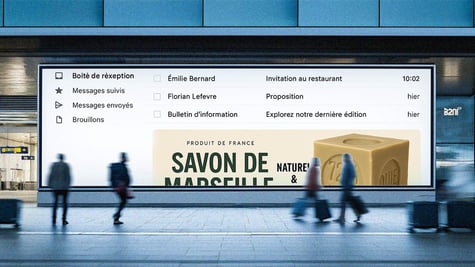 Someone's email inbox as an actual billboard in a public place.