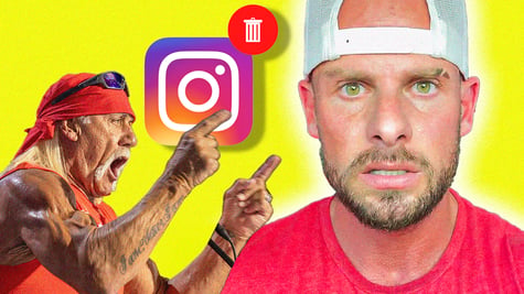 A fired-up Hulk Hogan and regretful Joey Swoll.