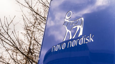 Logo of Novo Nordisk, which makes weight-loss drugs Wegovy and Ozempic