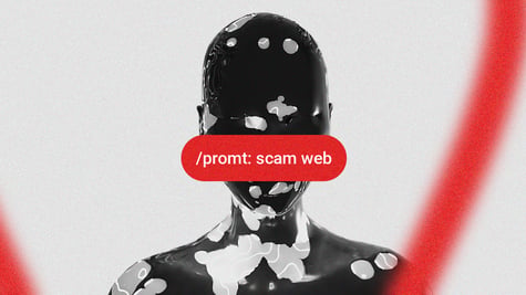 A bot with a scam prompt on the front.