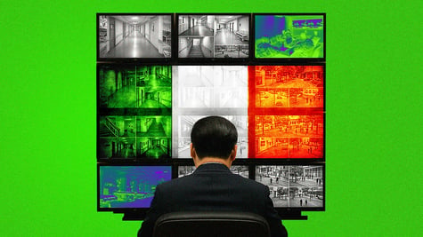 xi jinping china monitors, irish flag, coridors, hospitals, man in black suit