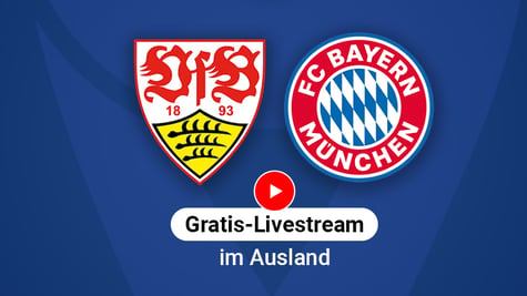 Logos der Fußballmannschaften VfB Stuttgart gegen FC Bayern München