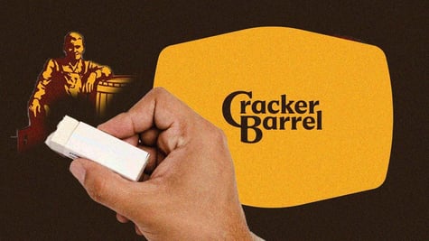 Cracker Barrel unerase their logo; Cracker Battel reverses on logo change