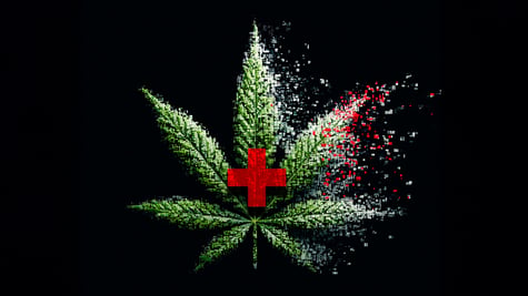 marijuana leaf medical cross pixelated deleting