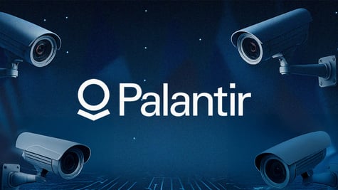 palantir white logo, 4 grey surveillance cameras,