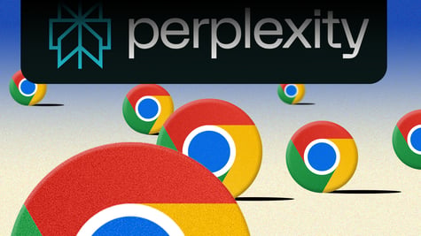 perplexity logo in black background, 7 google chrome logos