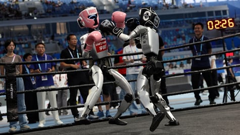 Unitree humanoids compete in a kickboxing match in robot olympics in China