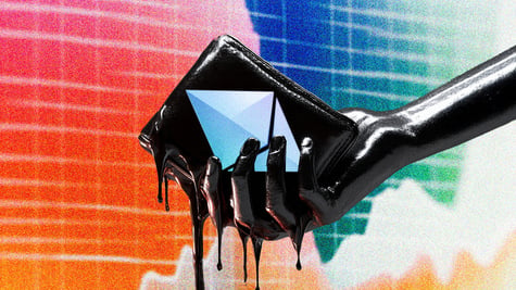 black ily had holding a blackshiny wallet with ethereum logo