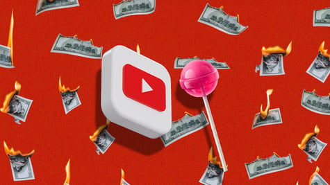 youtube logo lollipop burning money