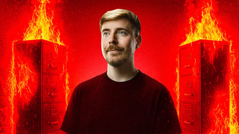 mr beast youtuber filing cabinets burning