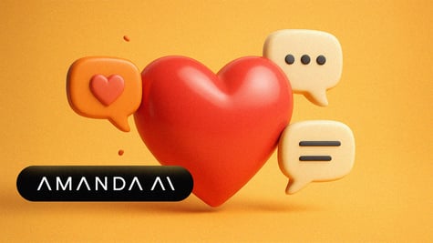 A loveheart surrounded by emojis and an "Amanda AI" unofficial logo.
