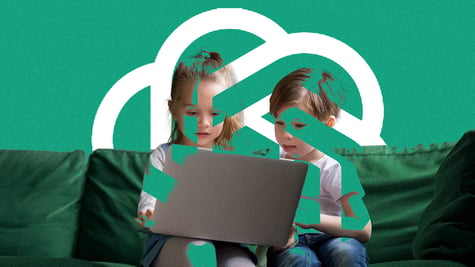 green chatgpt green and white logo overlaps with boy and girl on laptop