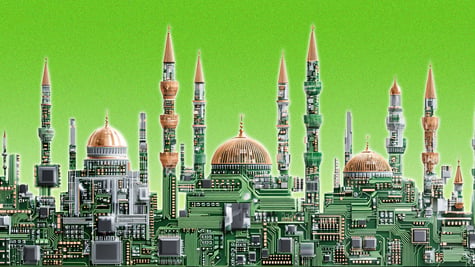 Circuit boards morphing into Islamic minuets.