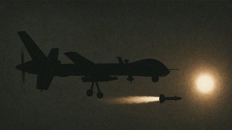 A drone firing an orb silhouette.