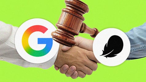 google logo flo health logo handshake court hammer