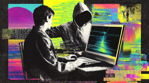 Hacker stealing data from a computer